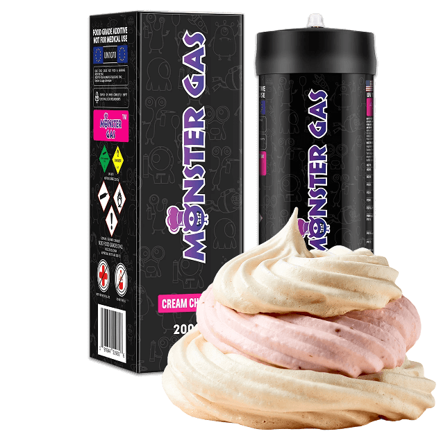 Monster Gas N2O cream charger with fresh whipped cream