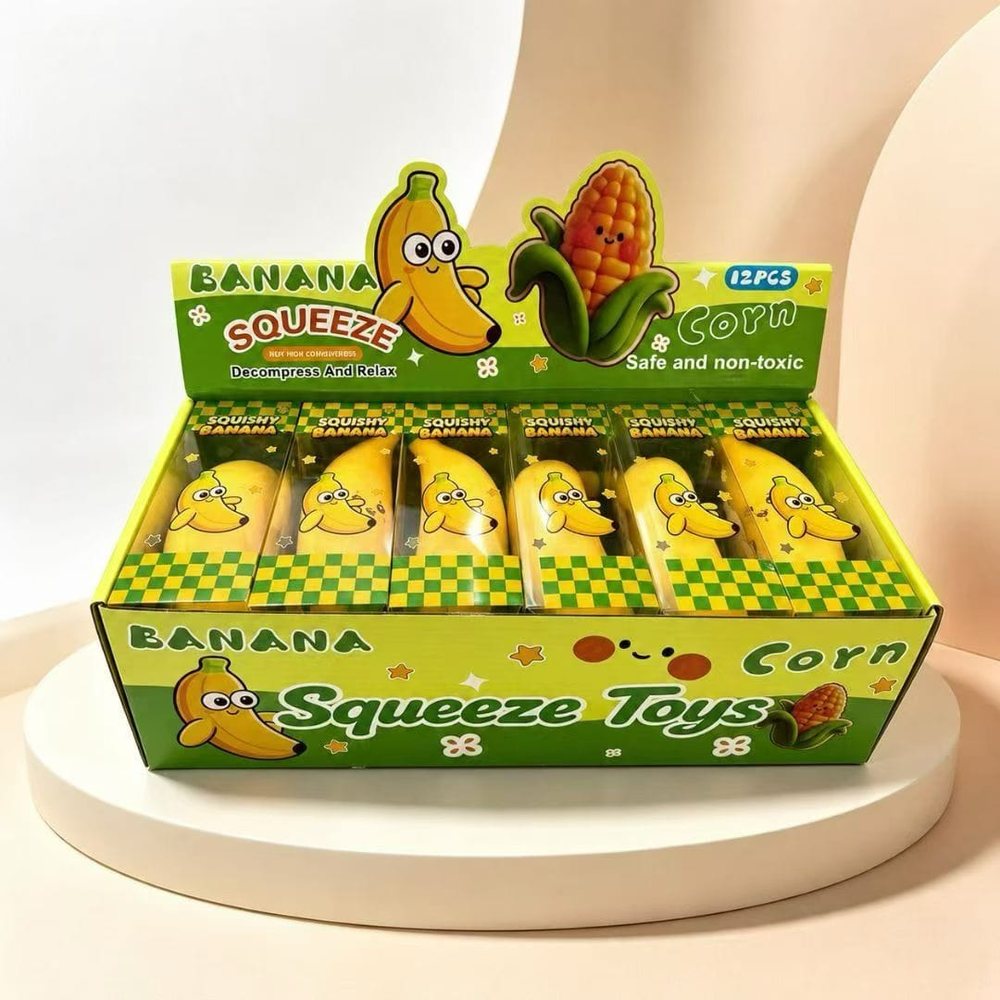 Wholesale Squishy & Fidget Toys | Bulk Squishies, Mochi & Stress Keyboards 21 Wholesale banana and corn squeeze toys, 12 pieces per display box