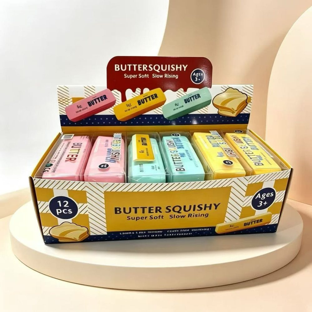 Wholesale Squishy & Fidget Toys | Bulk Squishies, Mochi & Stress Keyboards 4 Wholesale butter squishy toys, 12 piece retail display box
