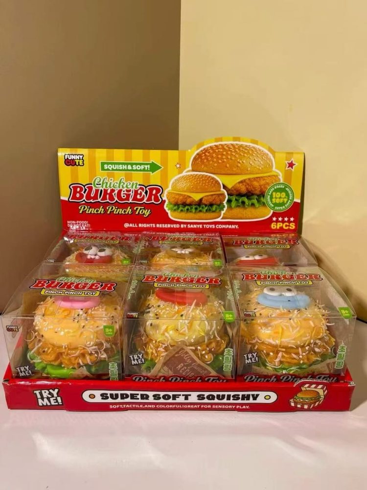 Wholesale Squishy & Fidget Toys | Bulk Squishies, Mochi & Stress Keyboards 20 Wholesale chicken burger squeeze toys in a 6 piece retail display box