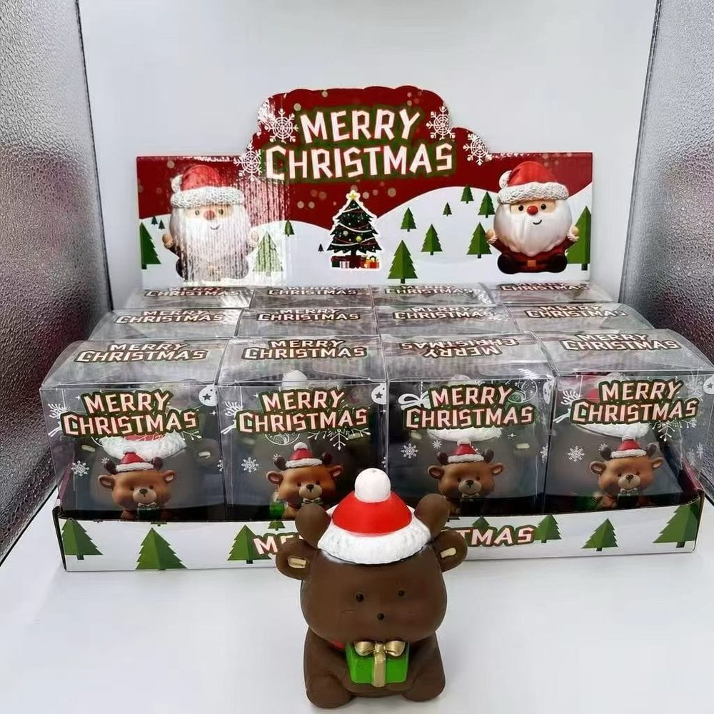 Wholesale Squishy & Fidget Toys | Bulk Squishies, Mochi & Stress Keyboards 16 Wholesale Christmas reindeer squishy toys in retail display case