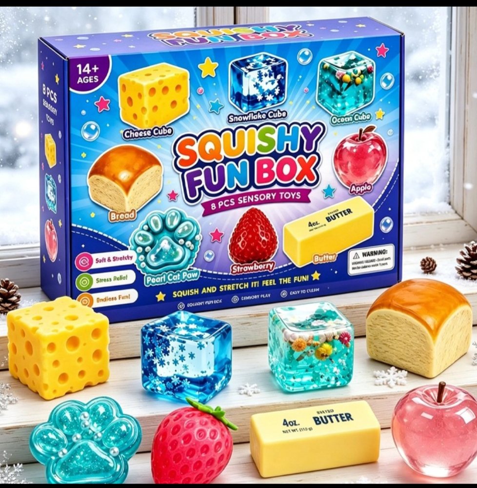 Wholesale Squishy & Fidget Toys | Bulk Squishies, Mochi & Stress Keyboards 3 Wholesale squishy fun box with 8 assorted ice cube and food squishies